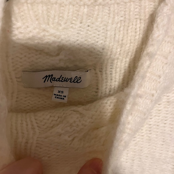 Madewell XS Cream Cable Knit Mock Neck Sweater Classic Cozy Pullover - Picture 2 of 8